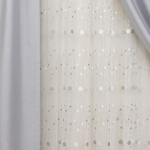 Perdea nesifonabila ivoire brodata Hiko Dots Silver 150x214cm, cu rejansa - Img 4