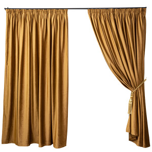 Set 2 draperii Hiko COMFY catifea cognac, cu rejansa - Img 2