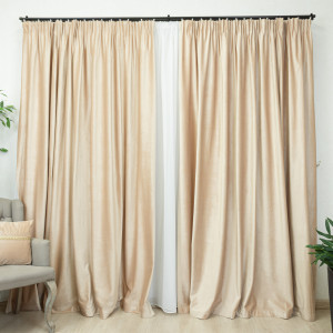 Set 2 draperii Hiko COMFY catifea crem, cu rejansa - Img 3