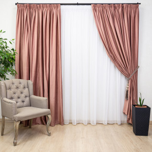Set 2 draperii Hiko Comfy catifea Somon, cu rejansa Premium, creion de 6,5cm