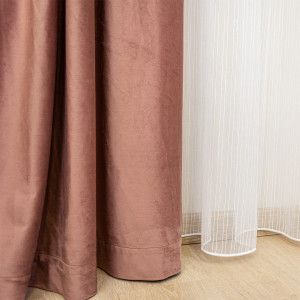 Set 2 draperii Hiko Comfy catifea Somon, cu rejansa - Img 4