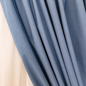 Set 2 draperii opace, Hiko Deluxe Blackout 100%, albastru, cu rejansa - Img 2