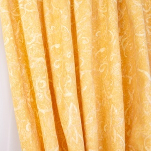 Set 2 draperii scurte din bumbac, Hiko Nostalgie Garden galben, cu rejansa Premium creion de 6,5cm cu 2 benzi de prindere - Img 6