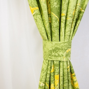 Set 2 draperii scurte din bumbac, Hiko Nostalgie Garden, verde, Green Leaf, cu rejansa Premium creion de 6,5cm cu 2 benzi de prindere - Img 7