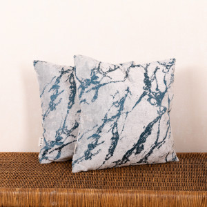 Set 2 perne decorative Hiko Chenille albastru, cu fata detasabila - Img 1