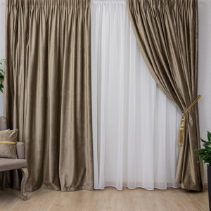 Draperie Hiko COMFY catifea bej, cu rejansa, 1 bucata - Img 1