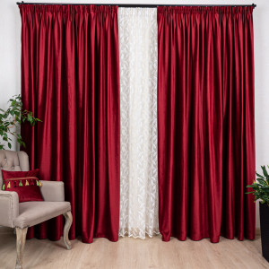 Draperie Hiko COMFY catifea rosu aprins, cu rejansa, 1 bucata - Img 4