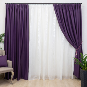 Set 2 draperii opace, Hiko Blackout mov, cu rejansa - Img 1