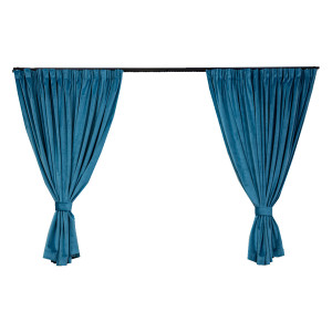 Set 2 draperii scurte cu doua benzi de prindere Hiko COMFY catifea Ocean Blue, cu rejansa - Img 2