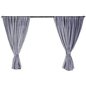 Set 2 draperii scurte cu doua benzi de prindere Hiko COMFY catifea Steel Grey, cu rejansa - Img 2