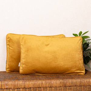 Set 2 perne decorative 2x40x60cm cu fata detasabila, Hiko COMFY catifea mustar auriu - Img 1