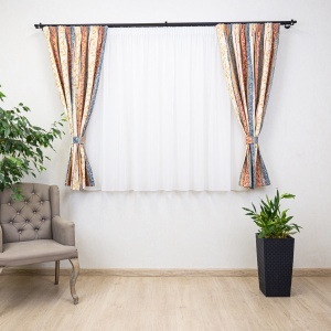 Set 5 piese draperii bumbac, scurte Hiko Nostalgie Garden cu doua bentite si o perdea Ana Soft, cu rejansa - Img 4
