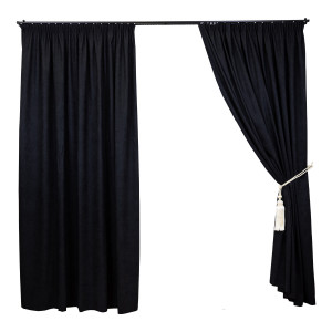 Set doua draperii Hiko Base stofa neagra, cu rejansa - Img 1