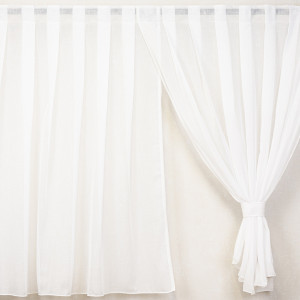 Perdea alba, scurta cu doua bentite, Hiko Angie dantela, cu rejansa pentru bara galerie - Img 3