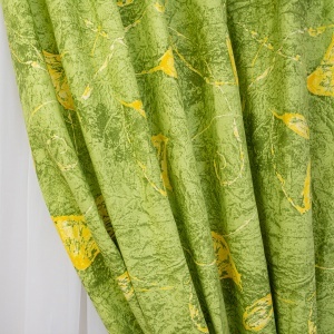 Set 2 draperii bumbac, Hiko Nostalgie Garden, verde, Green Leaf, cu rejansa Premium creion de 6,5cm - Img 6