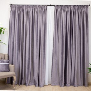 Set 2 draperii Hiko COMFY catifea gri movuliu, cu rejansa - Img 3