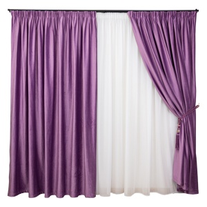 Set 2 draperii Hiko Comfy catifea mov, cu rejansa - Img 2