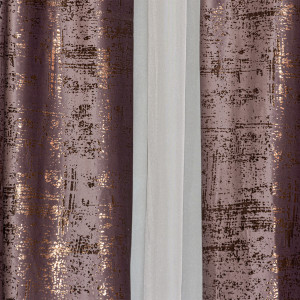 Set 2 draperii Hiko COMFY IMPERIAL catifea imprimata, roz murdar, cu rejansa - Img 3