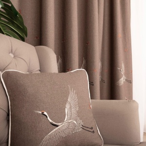 Set 2 draperii maro, Hiko Deluxe Collection, Birds, cu rejansa - Img 6