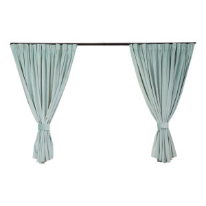 Set 2 draperii scurte cu doua benzi de prindere Hiko COMFY catifea Ice Blue, cu rejansa - Img 3