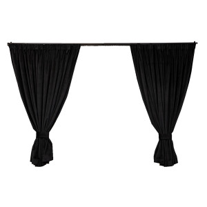 Set 2 draperii scurte cu doua benzi de prindere Hiko COMFY catifea neagra, cu rejansa - Img 2