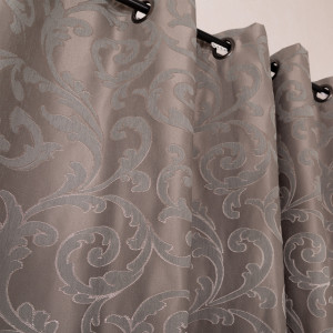 Set 2 draperii scurte, dimout, baroc Hiko Deluxe Versailles gri / menta, cu inele alama - Img 3