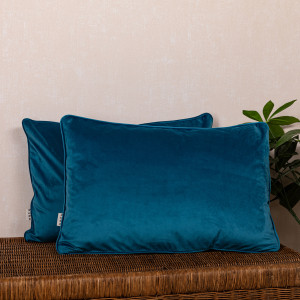 Set 2 perne decorative 2x40x60cm cu fata detasabila, Hiko COMFY catifea turcoaz - Img 1