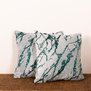 Set 2 perne decorative Hiko Chenille verde, cu fata detasabila