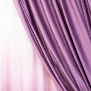 Set 3 piese Hiko, doua draperii Comfy, catifea mov si o perdea Degradee mov, cu rejansa - Img 3