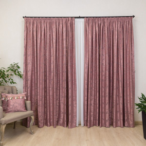 Set 3 piese Hiko, doua draperii Imperial Garden roz si o perdea Ana voal, cu rejansa Premium creion de 6,5cm - Img 4