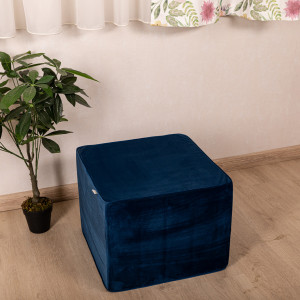 Taburet, otoman din catifea Hiko Comfy albastru royal (sau alta culoare LA ALEGERE) burete ferm 50x50cm cu inaltimea de 40cm - Img 3