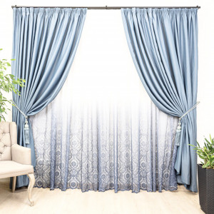 Draperie opaca Hiko Blackout bleu, cu rejansa, 1 bucata - Img 2