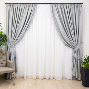 Draperie opaca, Hiko Deluxe Blackout 100 % gri, cu rejansa, 1 bucata - Img 3