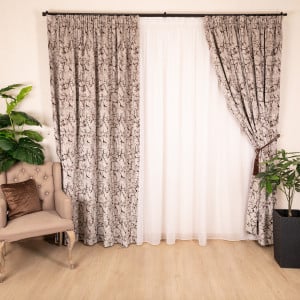 Set 2 draperii Hiko Chenille maro, cu rejansa - Img 1