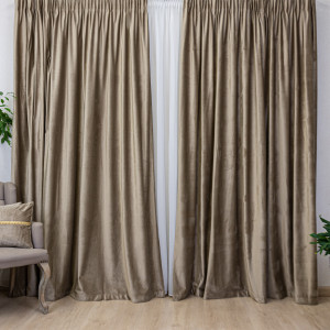 Set 2 draperii Hiko COMFY catifea bej, cu rejansa - Img 3