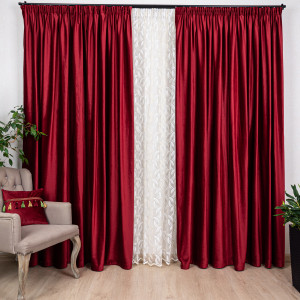 Set 2 draperii Hiko COMFY catifea rosu aprins, cu rejansa - Img 4