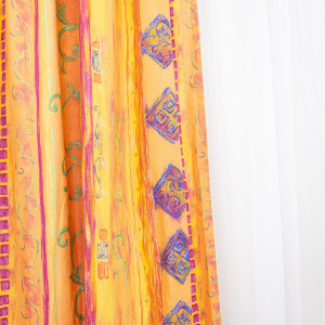 Set 2 draperii Hiko Nostalgie Garden Africa orange bumbac , cu rejansa Premium creion de 6,5cm - Img 3