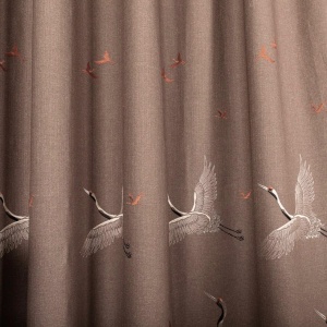 Set 2 draperii maro, Hiko Deluxe Collection, Birds, cu rejansa - Img 7