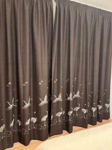 Set 2 draperii maro, Hiko Deluxe Collection, Birds, cu rejansa - Img 8