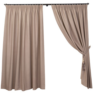 Set 2 draperii opace, Hiko Blackout, dimout taupe deschis, cu rejansa - Img 2
