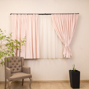 Set 2 draperii scurte cu doua benzi de prindere, Hiko COMFY catifea baby roz, cu rejansa - Img 3