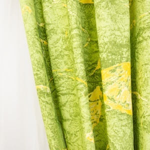Set 2 draperii scurte din bumbac, Hiko Nostalgie Garden, verde, Green Leaf, cu rejansa Premium creion de 6,5cm cu 2 benzi de prindere - Img 8