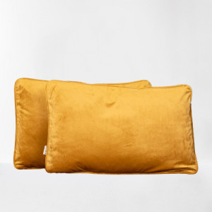 Set 2 perne decorative 2x40x60cm cu fata detasabila, Hiko COMFY catifea mustar auriu - Img 2