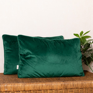 Set 2 perne decorative 2x40x60cm cu fata detasabila, Hiko COMFY catifea verde smarald