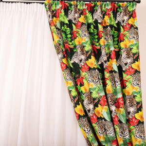 Set 3 piese Hiko Fantasy, 2 draperii Indian Jungle si o perdea Ana voal, cu rejansa - Img 3