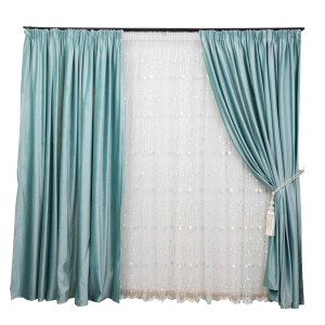 Set 3 piese Hiko ice blue, doua draperii Comfy catifea si o perdea Dots, cu rejansa - Img 2