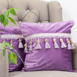 Set doua perne decorative cu fata detasabila, Hiko Comfy catifea lavanda ice cream 2x40x40cm