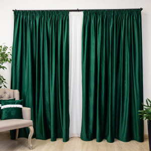 Draperie Hiko COMFY catifea verde smarald, cu rejansa, 1 bucata - Img 4
