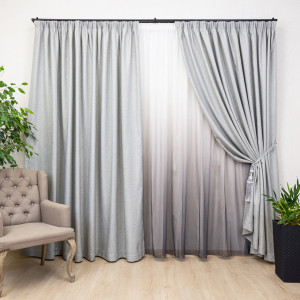 Draperie opaca, Hiko Deluxe Blackout 100 % gri, cu rejansa, 1 bucata - Img 4
