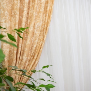 Set 2 draperii bumbac, Hiko Nostalgie Garden Wheat, taupe deschis, cu rejansa Premium creion de 6,5cm - Img 3